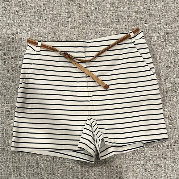 Zara Basics High Waist White and Black Striped Shorts - Picture 1 of 2